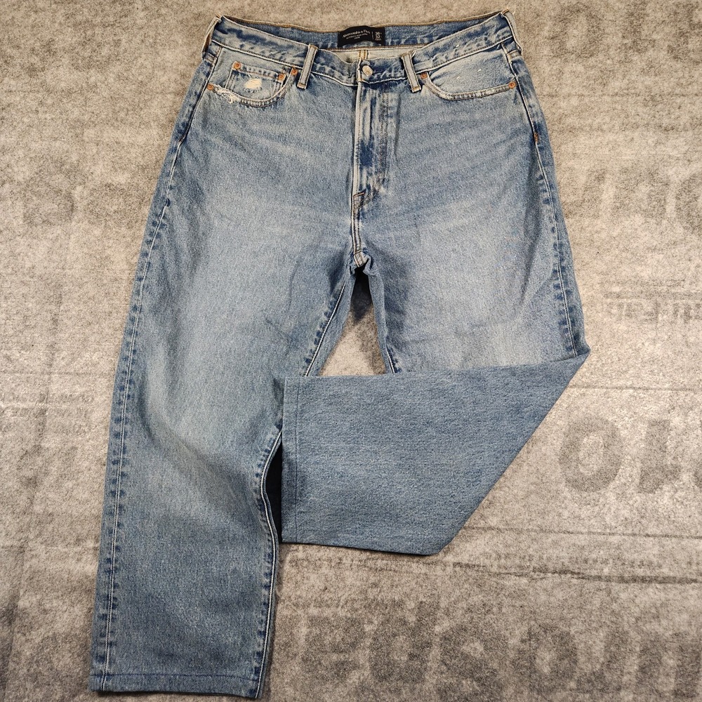 Abercrombie Fitch jeans women's 34x24.5 Blue demin Loose Bootcut High Rise‎